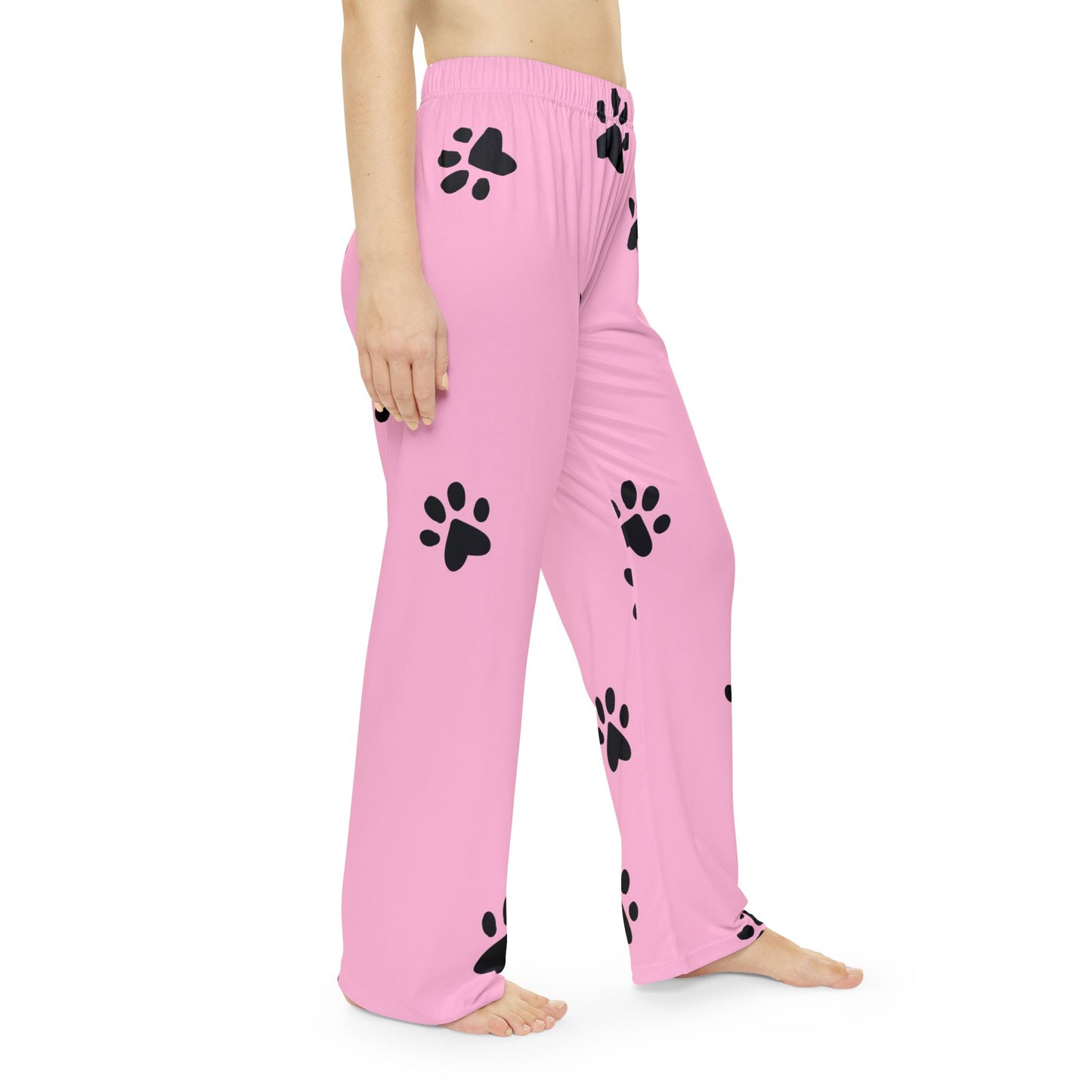 Pink Paw Print Pajama Pants — Women's Cozy Sleepwear for Pet Lovers