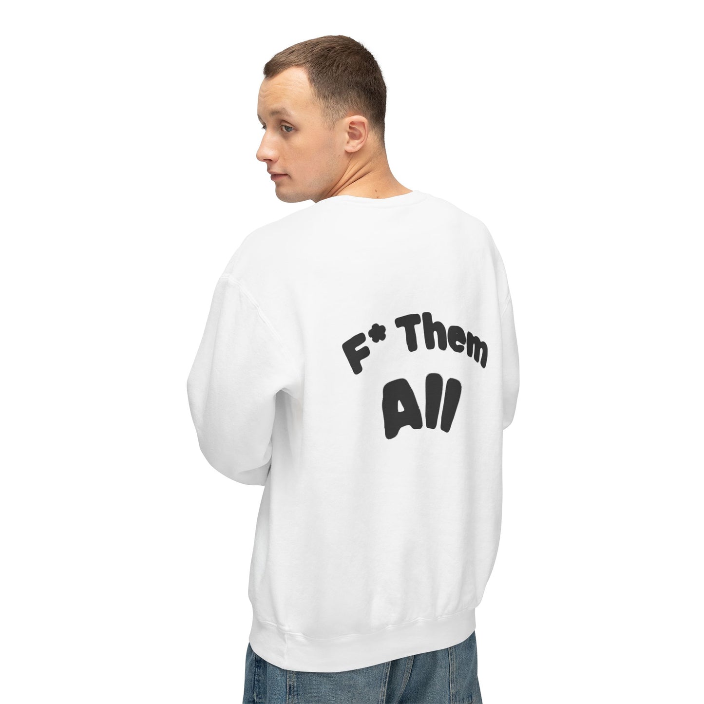 Crewneck Sweatshirt - Retro Red Silhouette Front & "F* Them All" Back