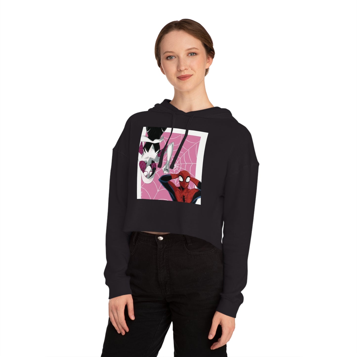 Spider-Man & Gwen Cropped Hoodie — "I Have a Spider" Graphic Women’s Sweatshirt