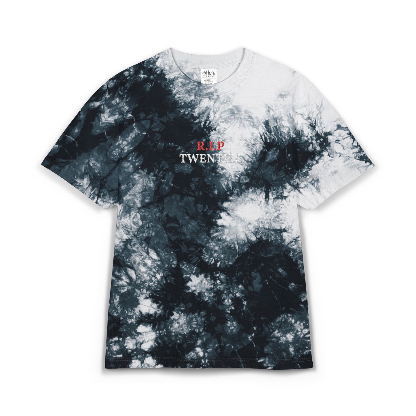 Tie-Dye Spiral T-Shirt — Embroidered "R.I.P. Crushes" Retro Tee