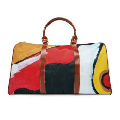 Waterproof Travel Bag — Artistic Vintage Illustration & Abstract Print Duffle