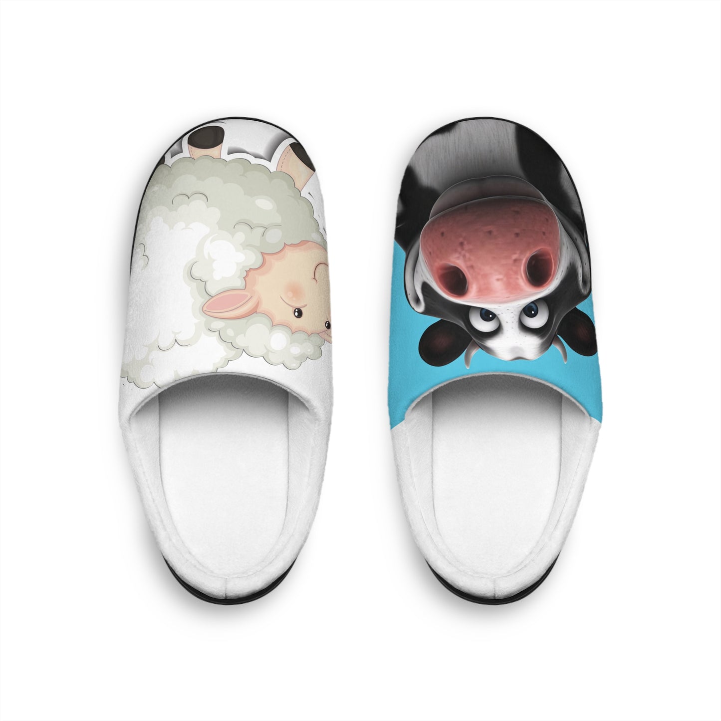 UniSex Cartoon Farm Animal Indoor Slippers — Cute Cow & Sheep Slippers