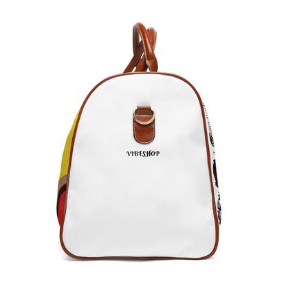 Waterproof Travel Bag — Artistic Vintage Illustration & Abstract Print Duffle