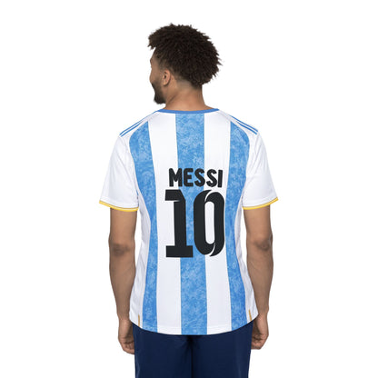 Argentina Messi #10 Soccer Jersey — Blue White Striped Men’s Football Shirt