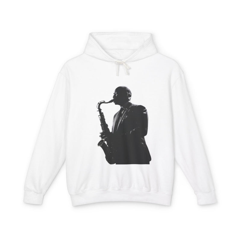 Jazz Saxophone Hoodie — “Sip Wine and Listen to Jazz” Music Lover Pullover