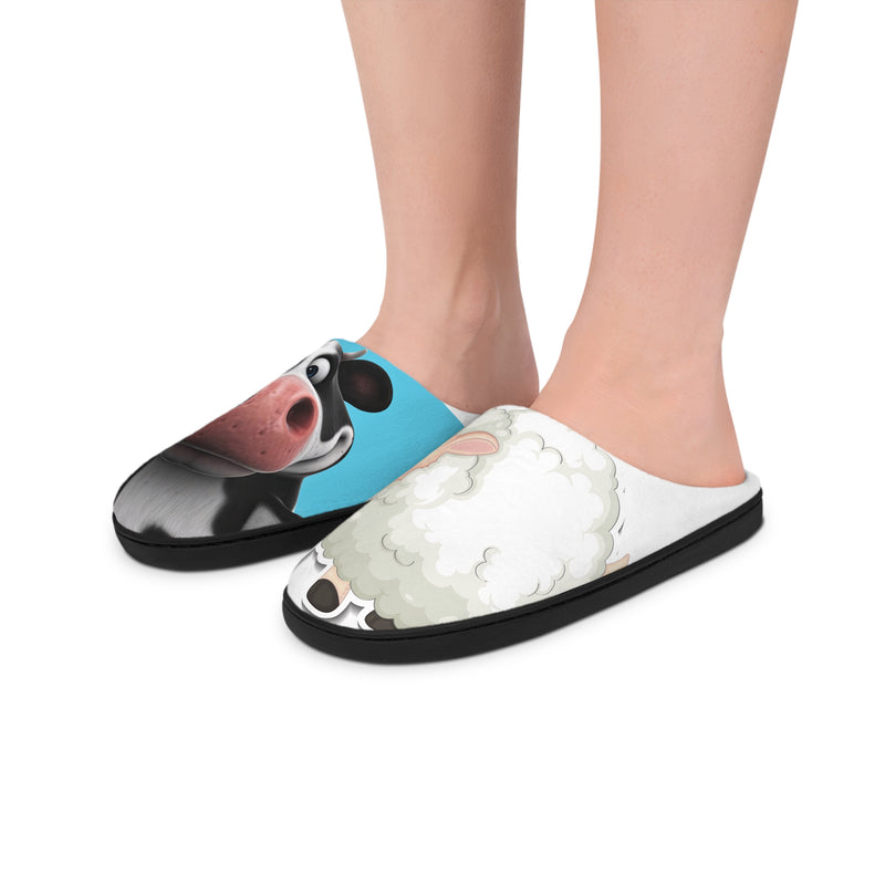 UniSex Cartoon Farm Animal Indoor Slippers — Cute Cow & Sheep Slippers