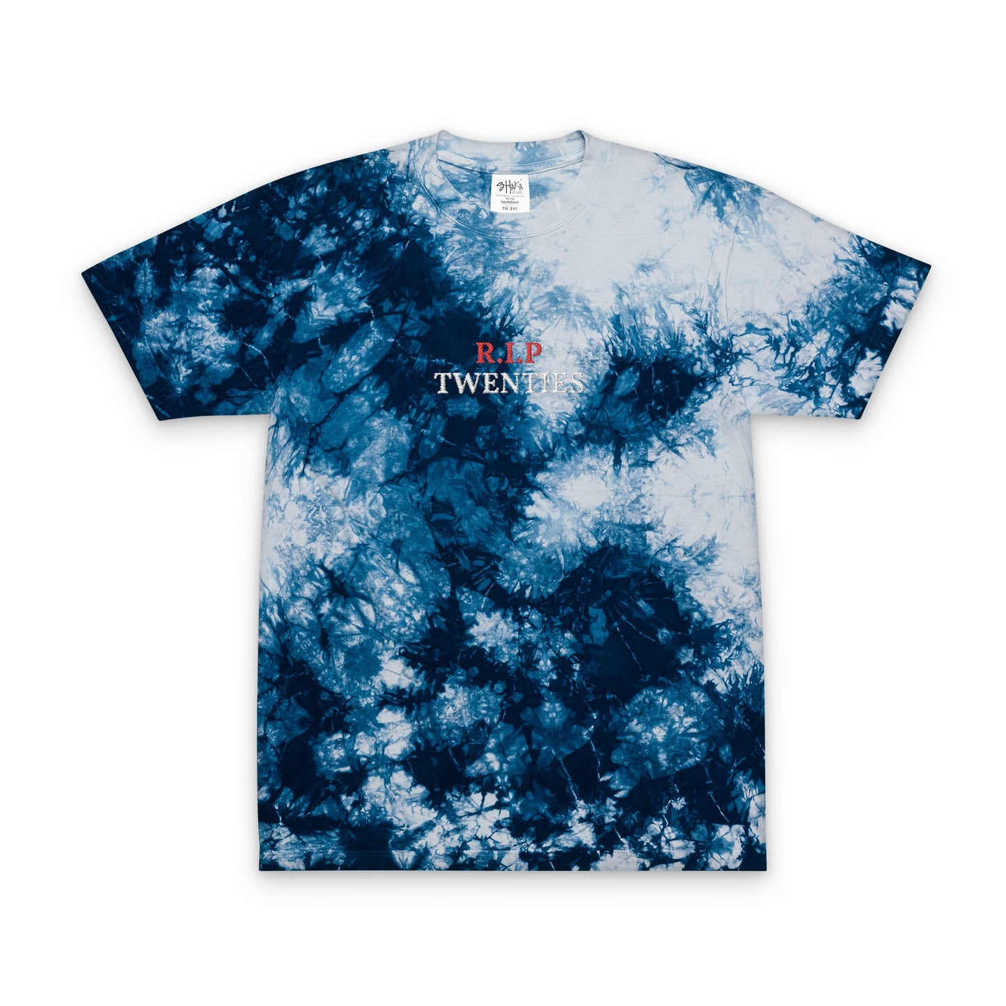 Tie-Dye Spiral T-Shirt — Embroidered "R.I.P. Crushes" Retro Tee