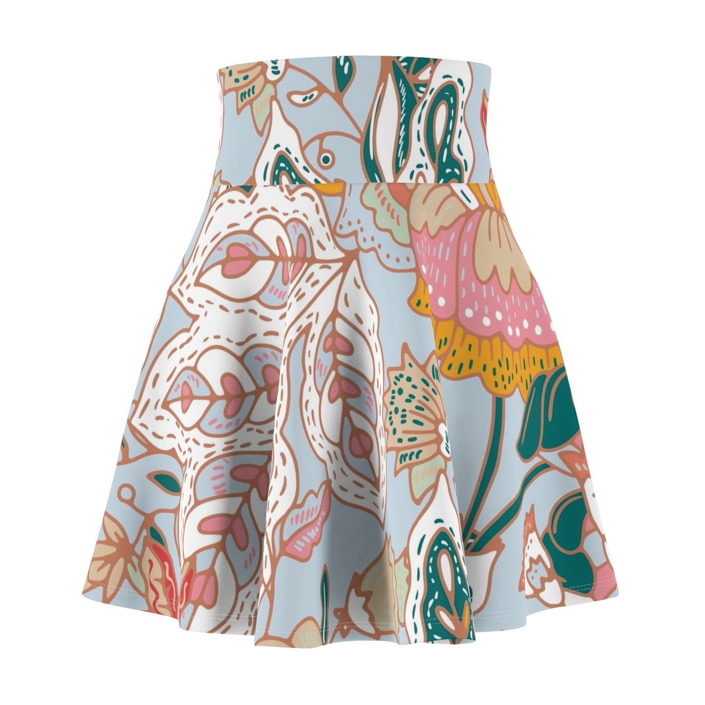 Floral Pastel Skater Skirt — Boho Bloom All-Over Print