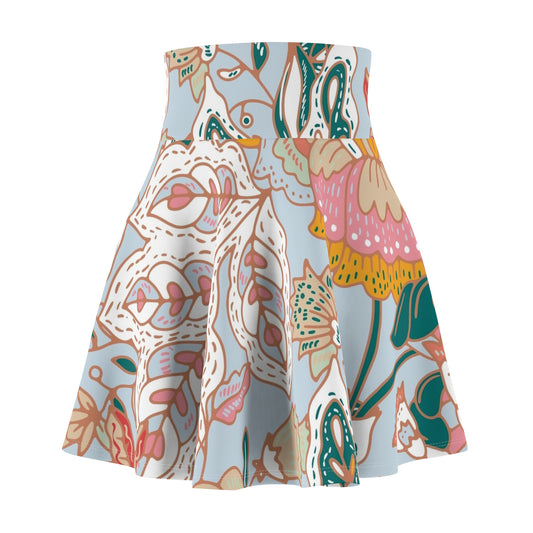 Floral Pastel Skater Skirt — Boho Bloom All-Over Print