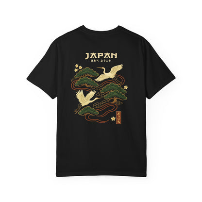 Japan Crane T-Shirt — Vintage Japanese Pine & Crane Graphic Tee