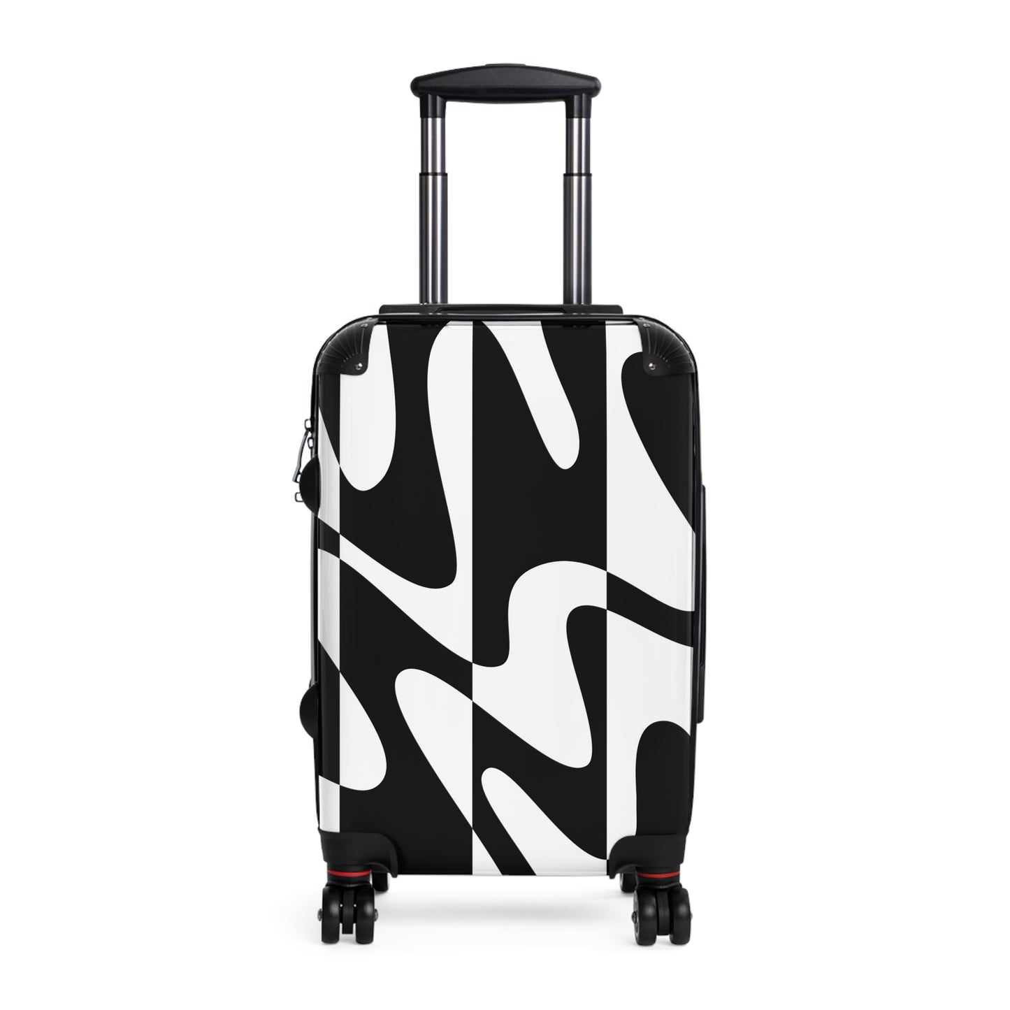 Wavy Black & White Carry-On Suitcase — Modern Abstract Travel Luggage