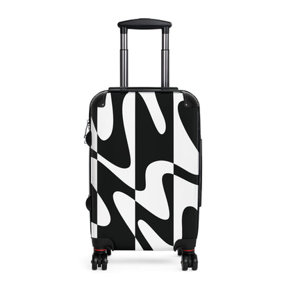 Wavy Black & White Carry-On Suitcase — Modern Abstract Travel Luggage