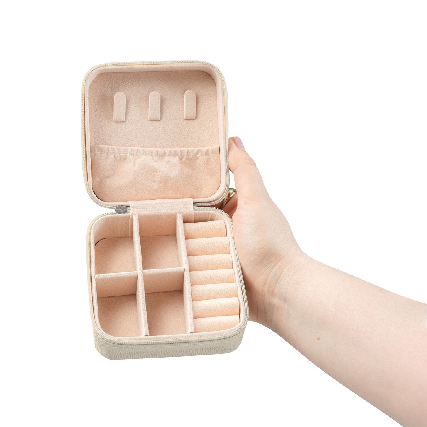 Compact Travel Jewelry Case — Pink Portable Organizer for Rings, Earrings & Necklaces