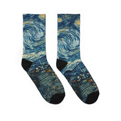 Starry Night Crew Socks — Van Gogh Inspired Art Print Socks