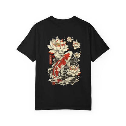 Koi & Lotus Tee — Japanese Koi Fish Floral Graphic T-Shirt