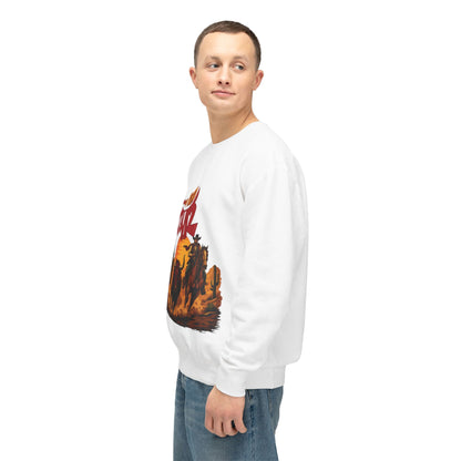 Western Rodeo Sunset Crewneck Sweatshirt — Bull Rider Graphic