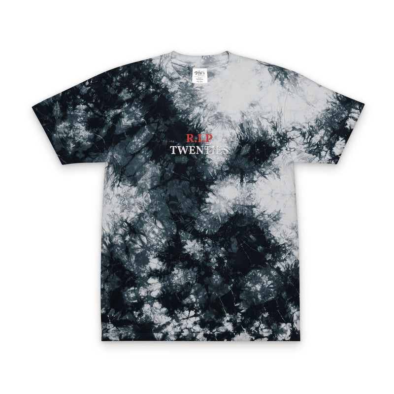 Tie-Dye Spiral T-Shirt — Embroidered "R.I.P. Crushes" Retro Tee