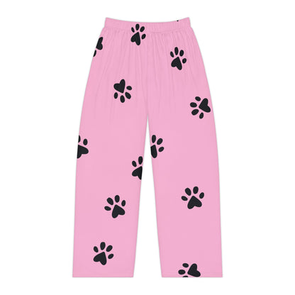 Pink Paw Print Pajama Pants — Women's Cozy Sleepwear for Pet Lovers