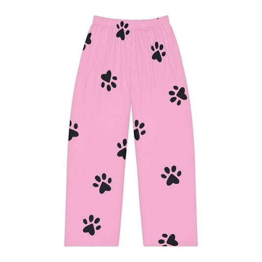 Pink Paw Print Pajama Pants — Women's Cozy Sleepwear for Pet Lovers