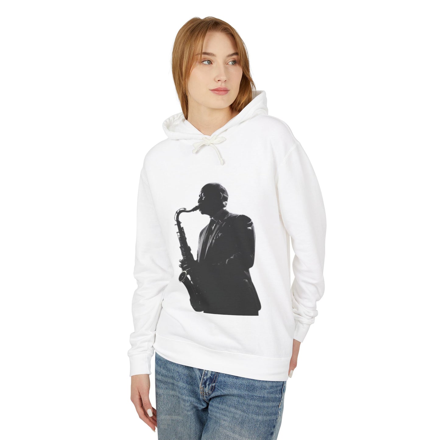 Jazz Saxophone Hoodie — “Sip Wine and Listen to Jazz” Music Lover Pullover
