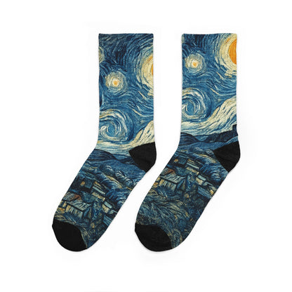 Starry Night Crew Socks — Van Gogh Inspired Art Print Socks