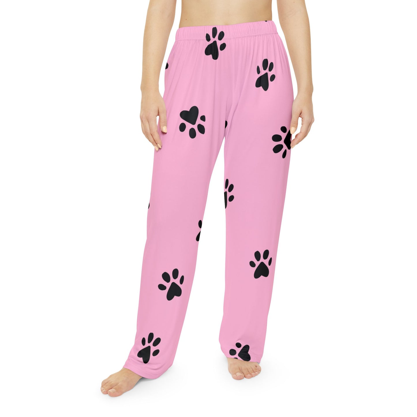 Pink Paw Print Pajama Pants — Women's Cozy Sleepwear for Pet Lovers